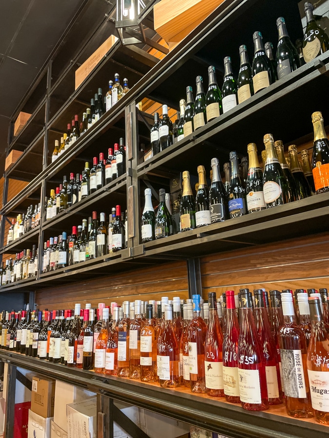 wine on shelves