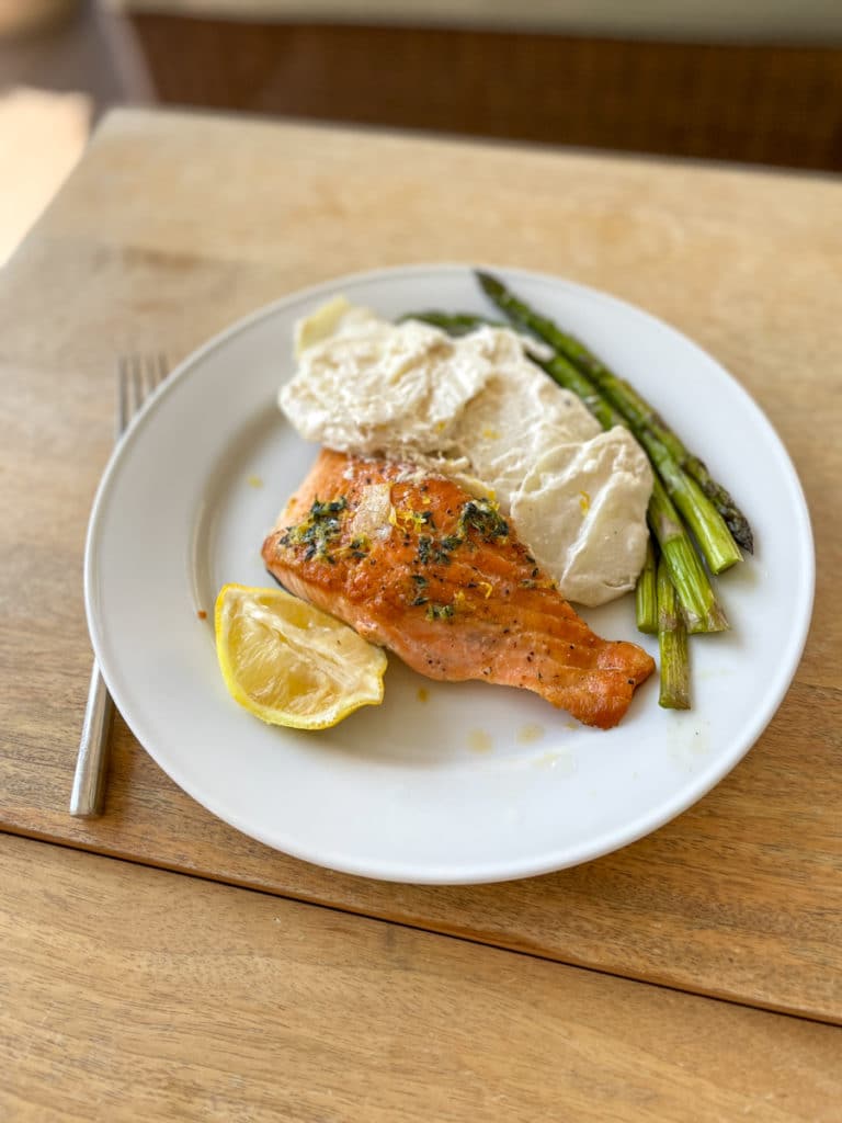 Salmon with scalloped potatoes and asparagus Salmon with scalloped potatoes and asparagus