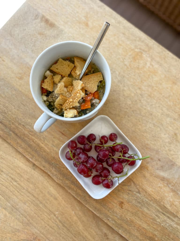 Soup with parmesan croutons Soup with parmesan croutons