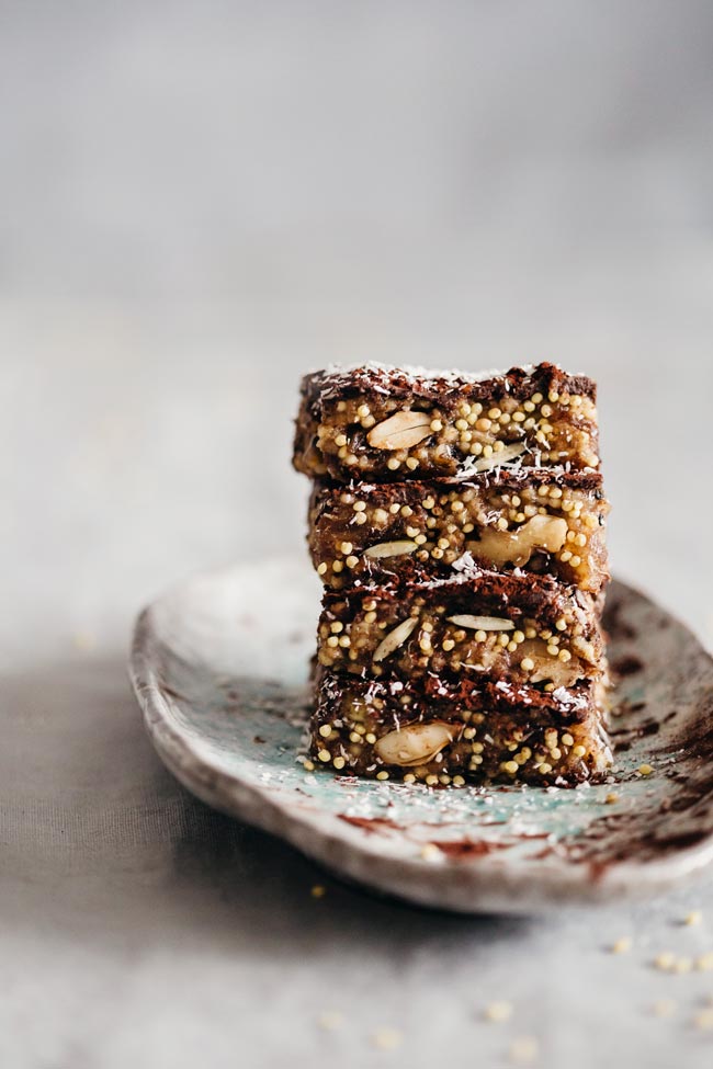 Millet Chocolate Energy Bars 10 Healthy & Delicious Millet Recipes | Millet Chocolate Energy Bars via The Awesome Green