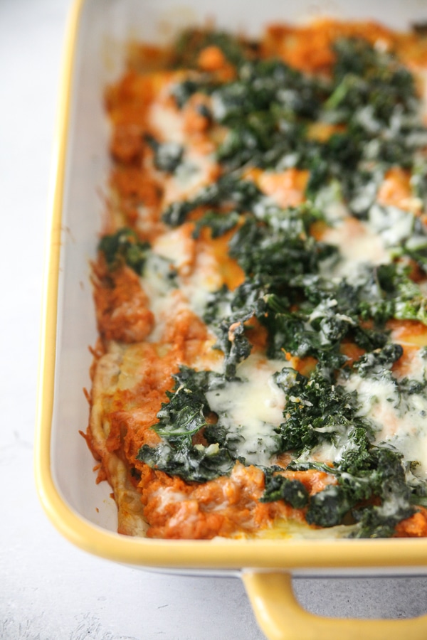 Pumpkin Goat Cheese Kale Lasagna Healthy Pumpkin Recipes: Pumpkin Goat Cheese Kale Lasagna