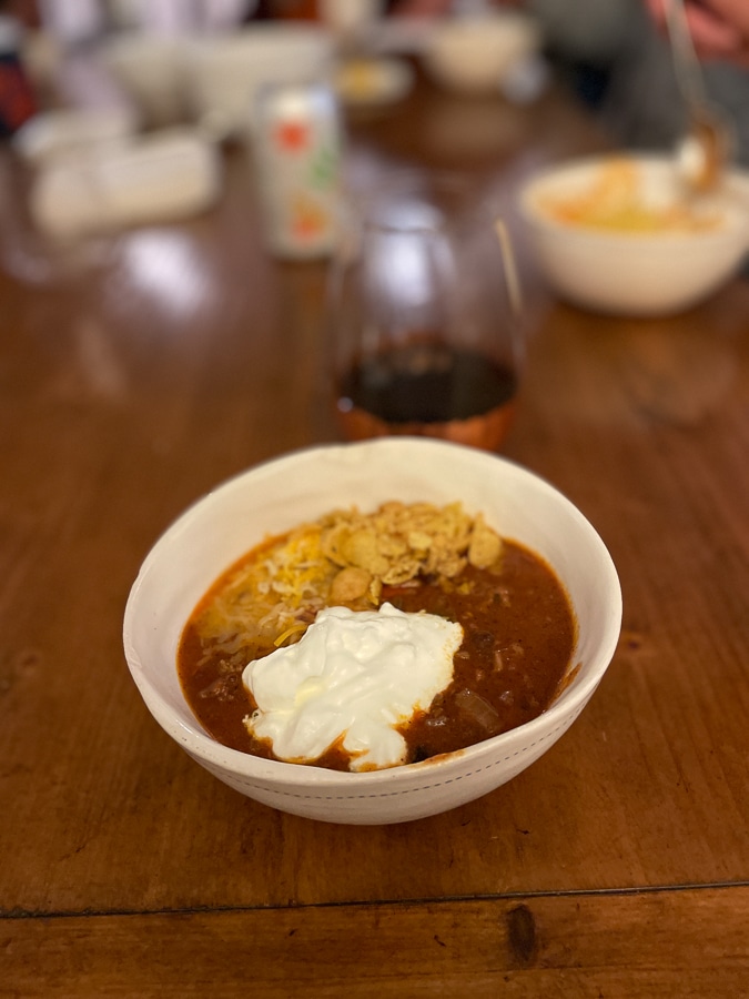 bacon + beef chili with Fritos bacon + beef chili with Fritos | Birchday + Halloween