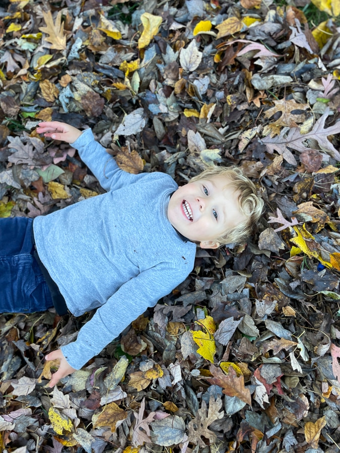 toddler on fall leaves toddler on fall leaves