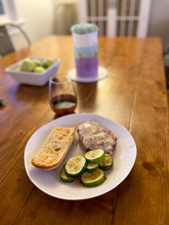 Blue Apron Fontina Chicken Blue Apron Fontina Chicken, Parm Zucchini and Garlic Bread
