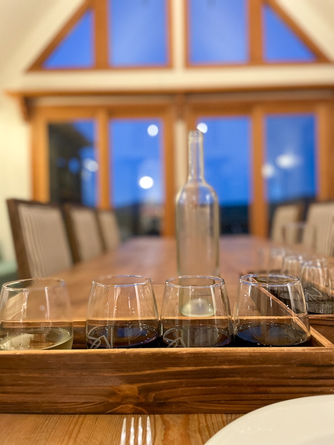 flight of Stinson Vineyards wines Dinner with Chef Tyler | a flight of Stinson Vineyards wines