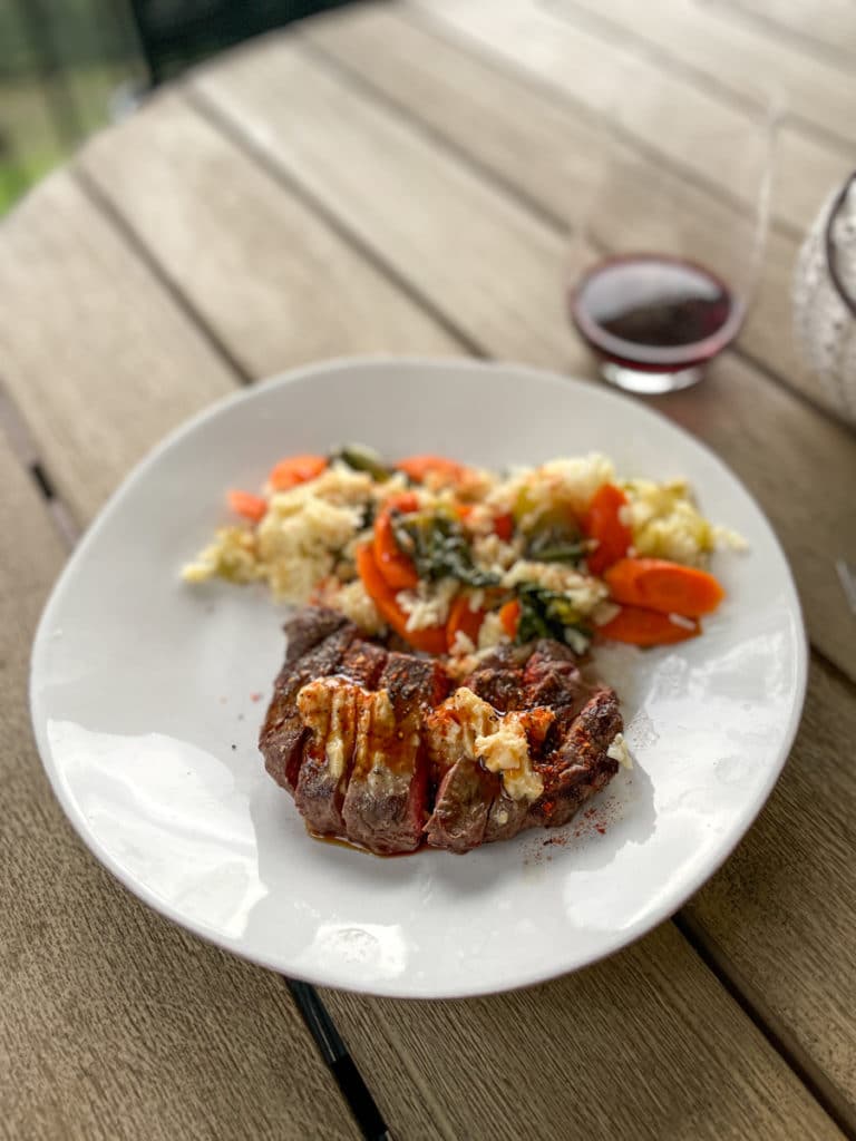 Miso butter steaks with bok choy and carrot rice | Whats New in KERF Land
