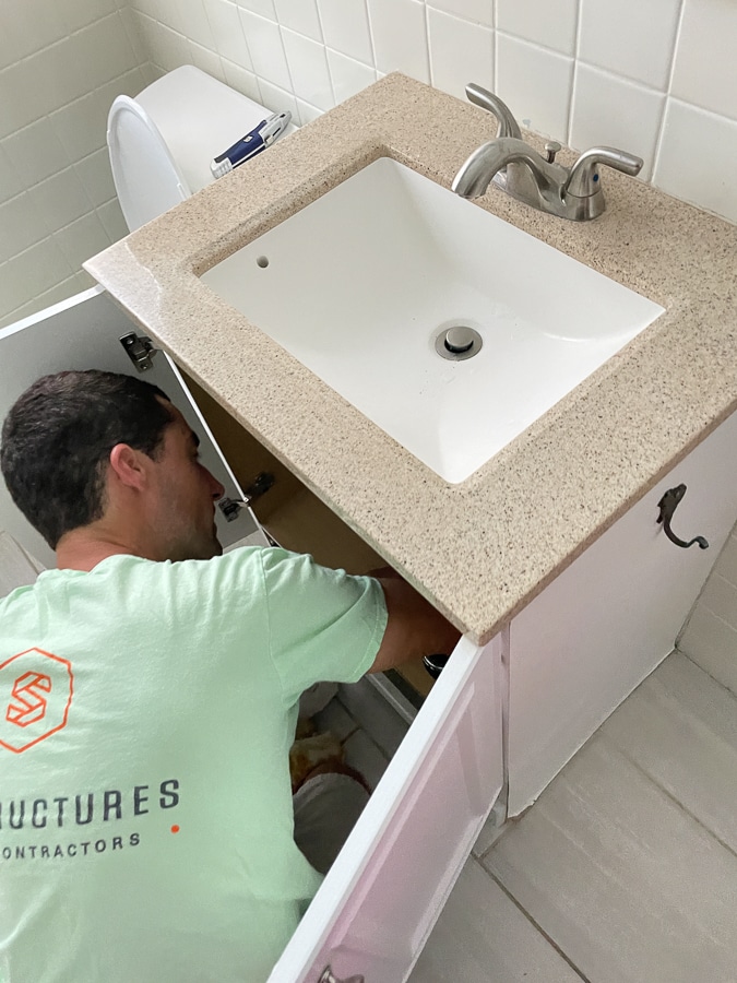 Taking out the old vanity