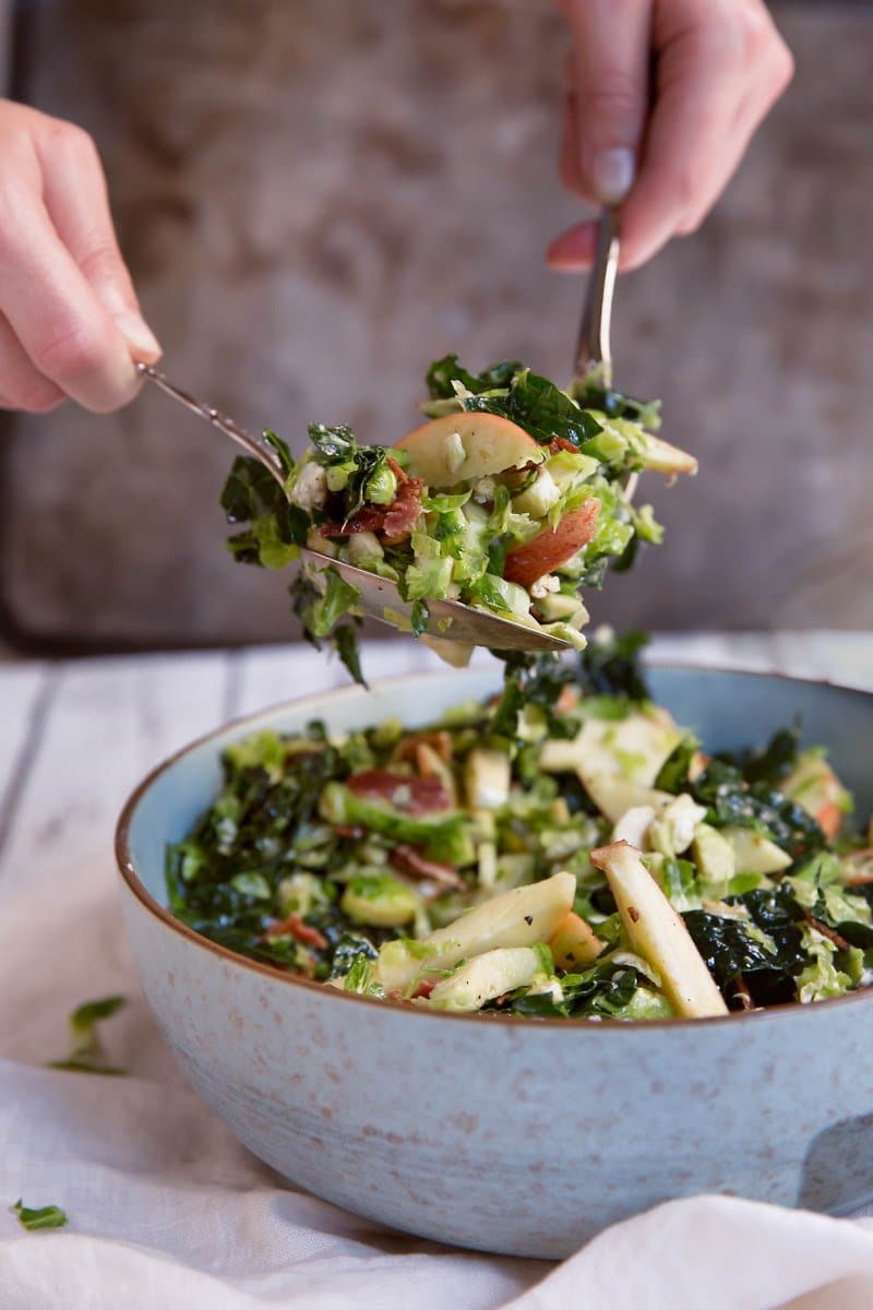 Shredded Brussels Spouts & Kale Salad Fall Salads for Thanksgiving: Shredded Brussels Spouts & Kale Salad