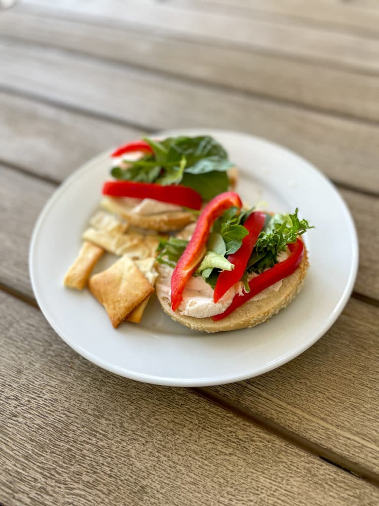 Sesame Bagel + Lox Spread with Veg Sesame Bagel + Lox Spread with Veg - Whats New in Food + Life