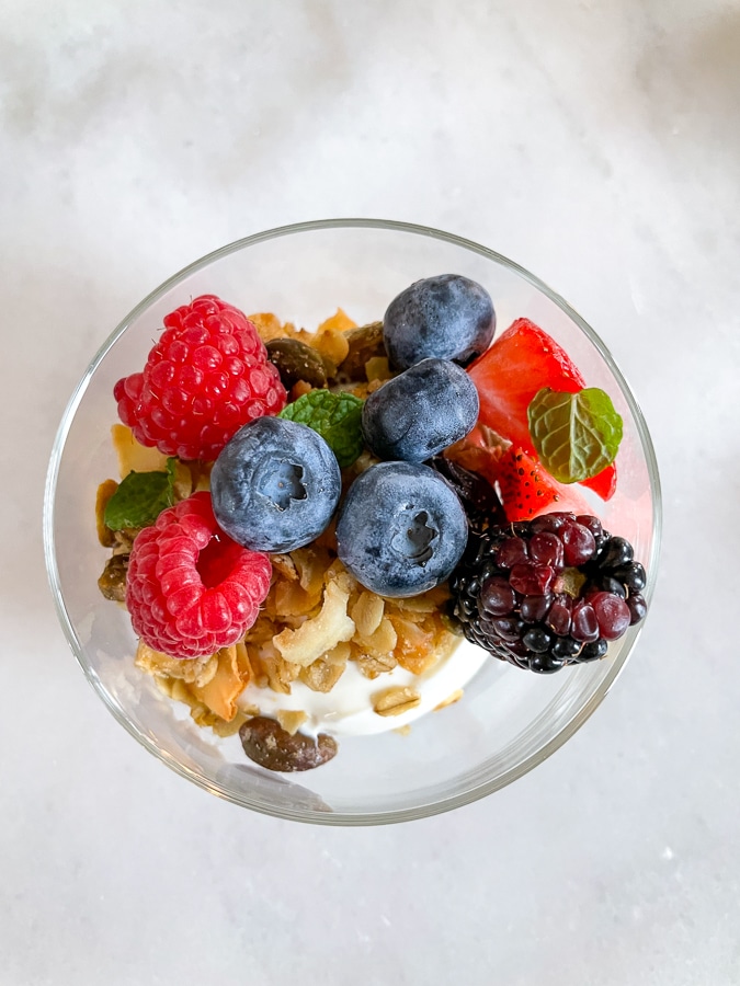glass of yogurt with berries glass of yogurt with berries