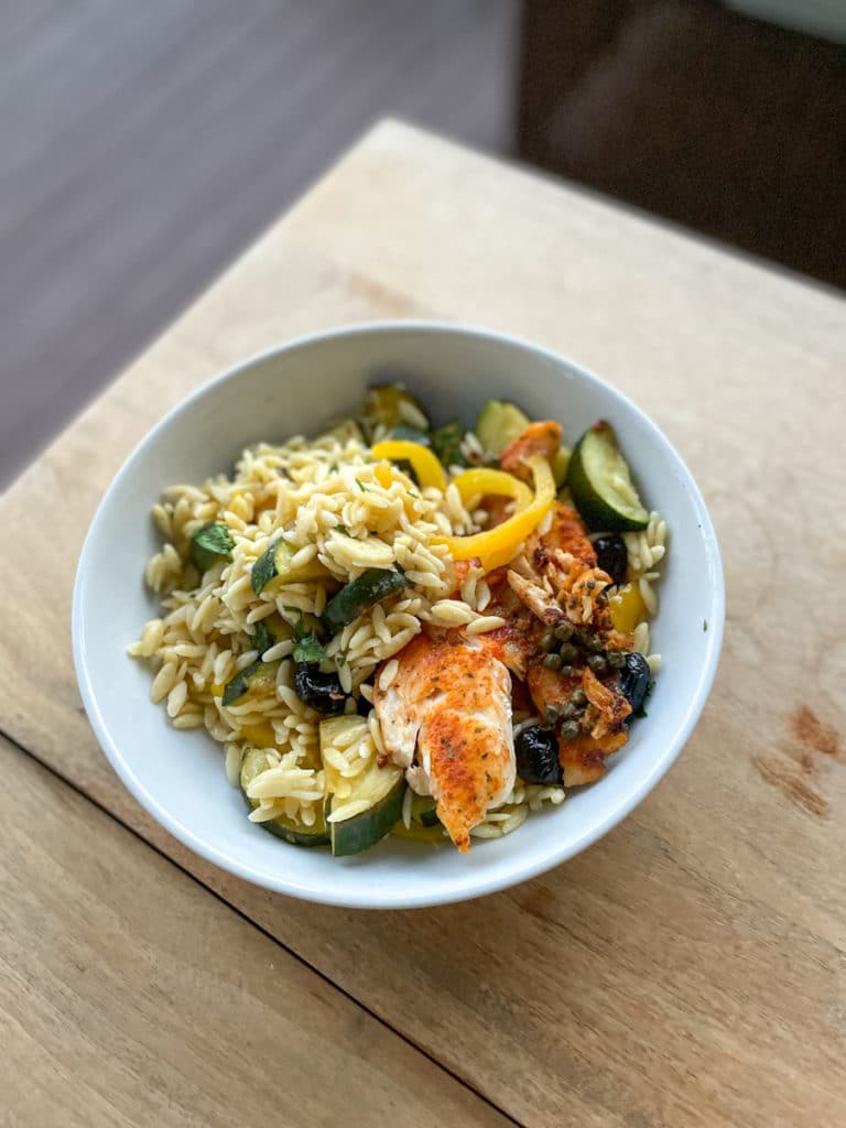 Blue Apron Tilapia with Capers, Orzo, and Zucchini Blue Apron Tilapia with Capers, Orzo, and Zucchini - Whats New in Food + Life