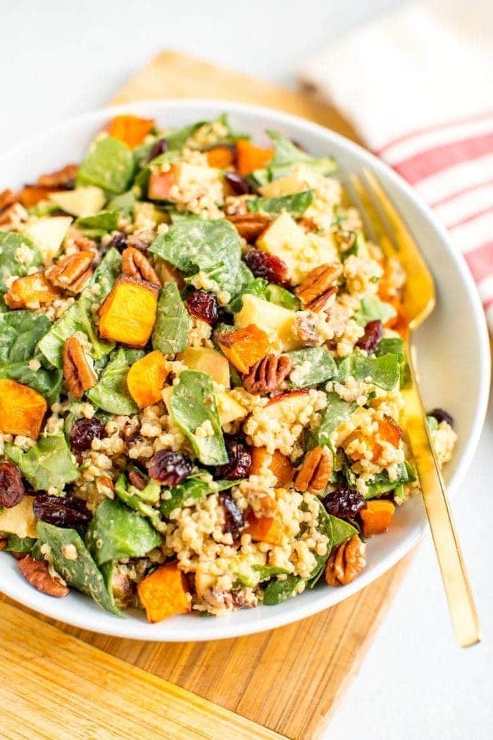 Fall Quinoa Spinach Salad Fall Salads for Thanksgiving: Quinoa Spinach Salad