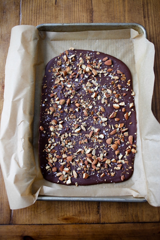 salted almond chocolate bark