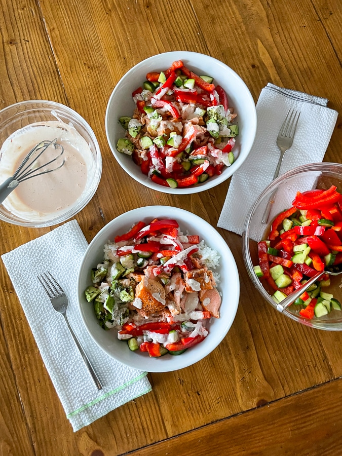 Avocado Rice Bowls with Steelhead Trout