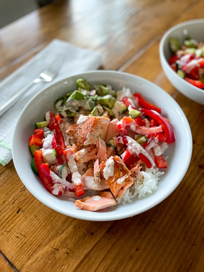 Avocado Rice Bowls with Steelhead Trout