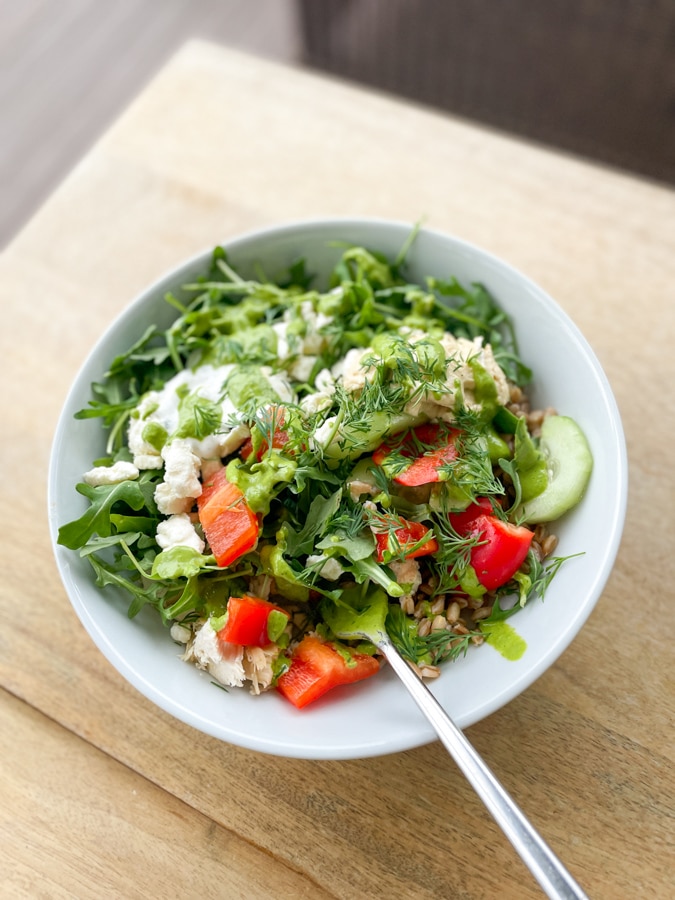 real food in a white bowl