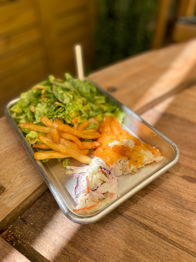 flounder platter with fries and a salad flounder platter with fries and a salad