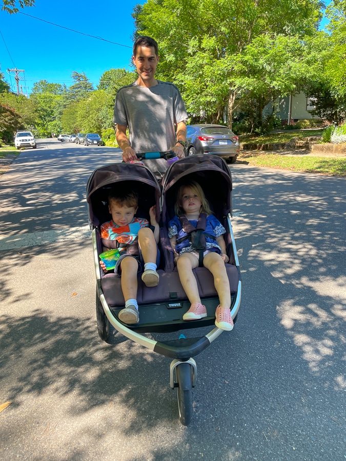 Kids in double stroller Kids in double stroller