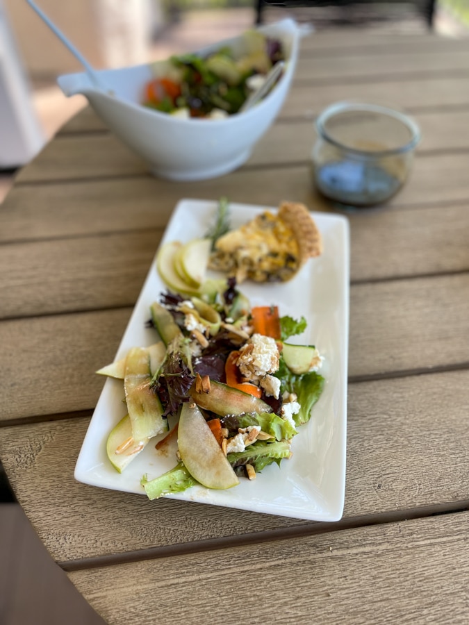 Pear and Goat Cheese Salad with quiche Pear and Goat Cheese Salad with quiche on the side
