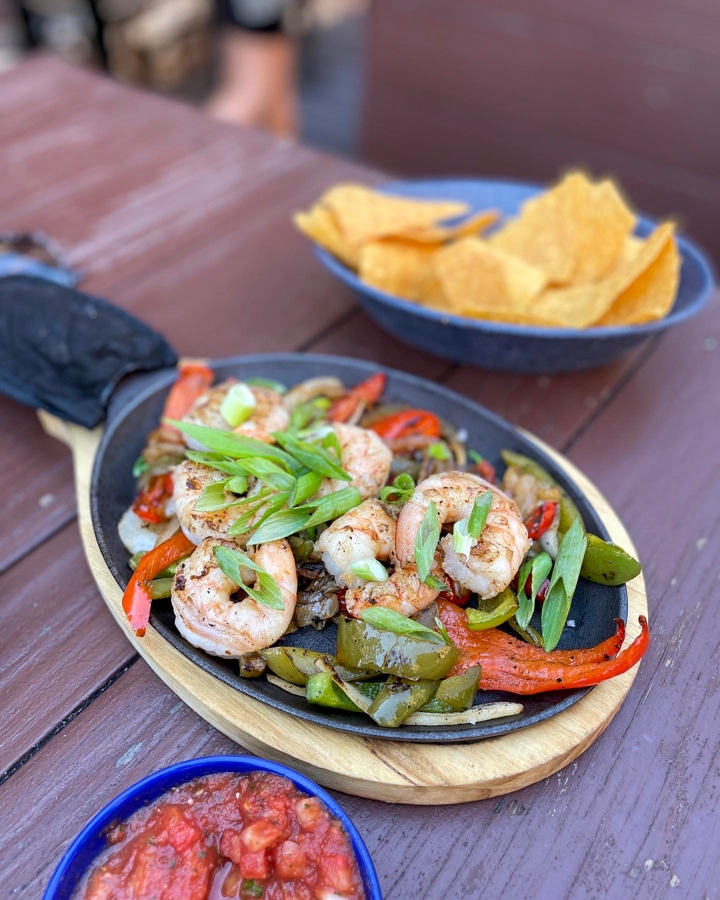 sizzling shrimps and nachos sizzling shrimps and nachos