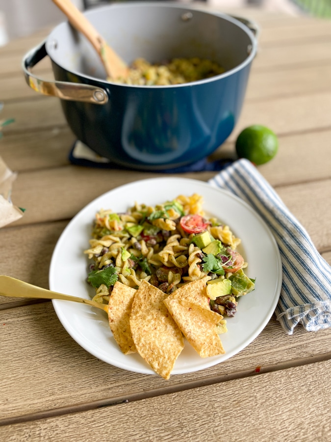Taco Pasta Salad on plate Taco Pasta Salad on plate