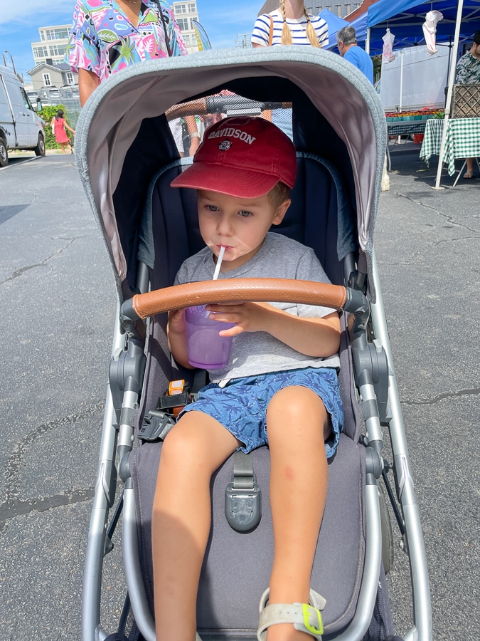 child sipping lavender lemonade | North Gardening