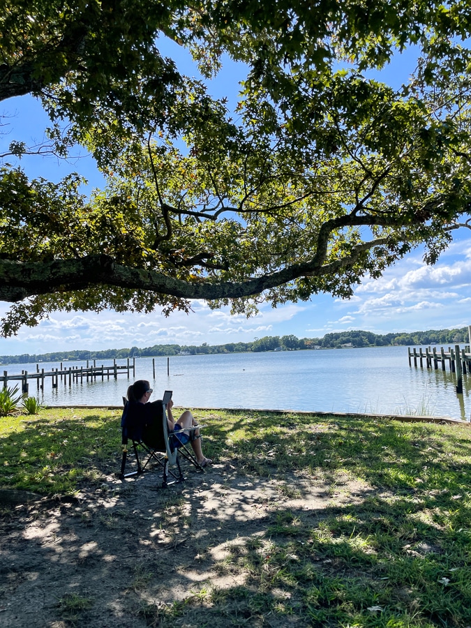 Reading + great views by the water