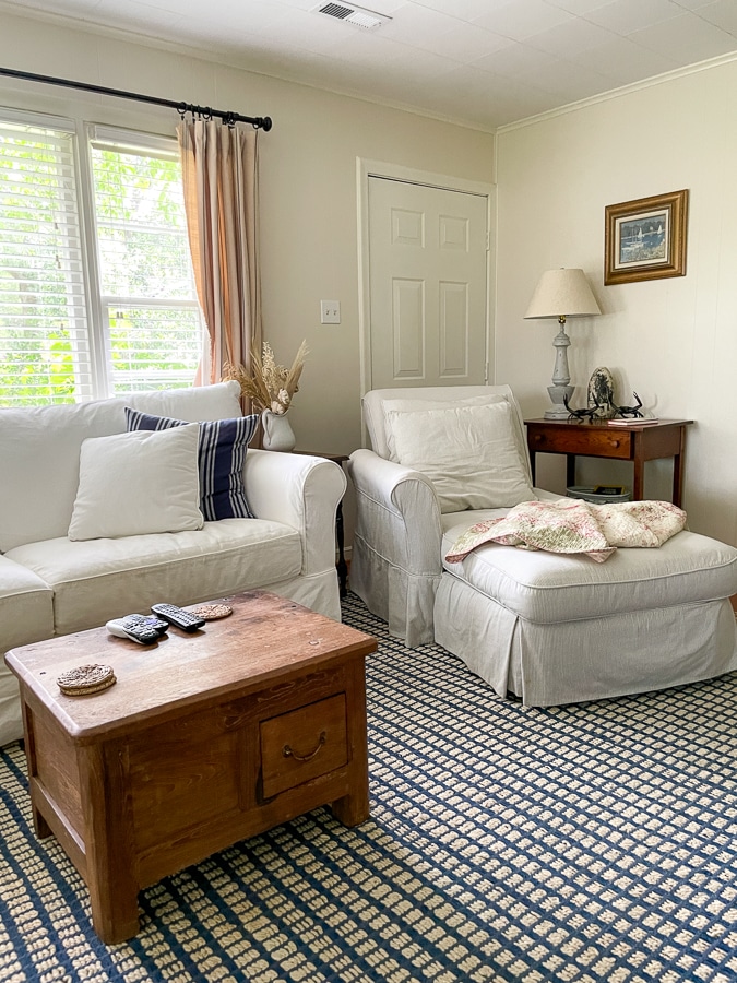 inside a cottage airbnb by the river in Virginia