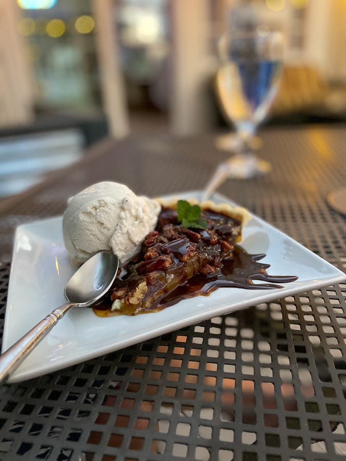 Pecan Pie with vanilla bean ice cream and caramel sauce
