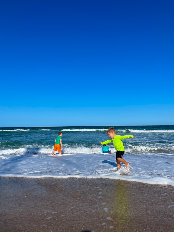 kids at the beach in OBX