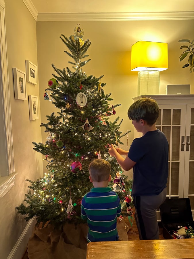 Christmas tree decorating