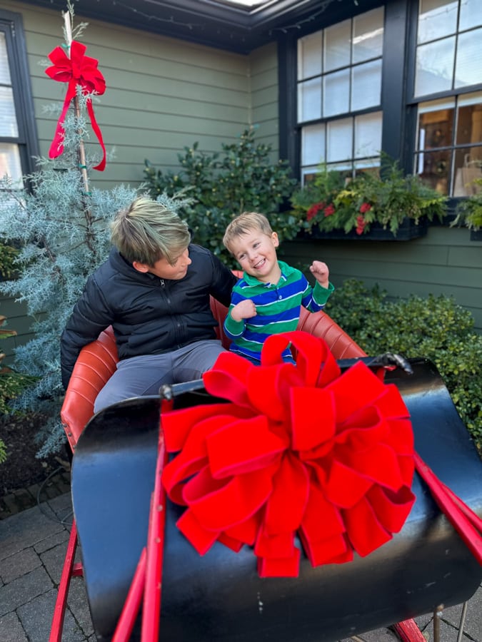 Santa's sleigh with huge ribbon