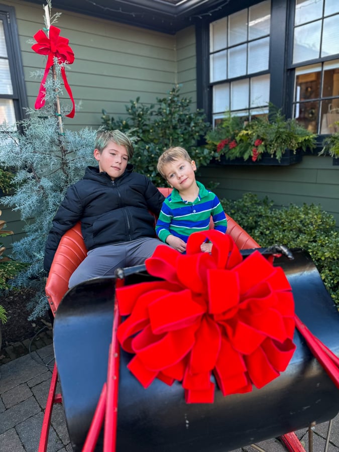 Santa's sleigh with huge ribbon