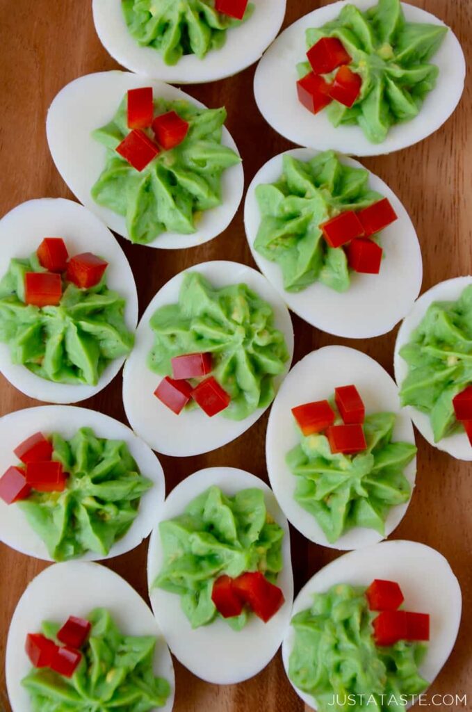 red and green deviled eggs red and green deviled eggs