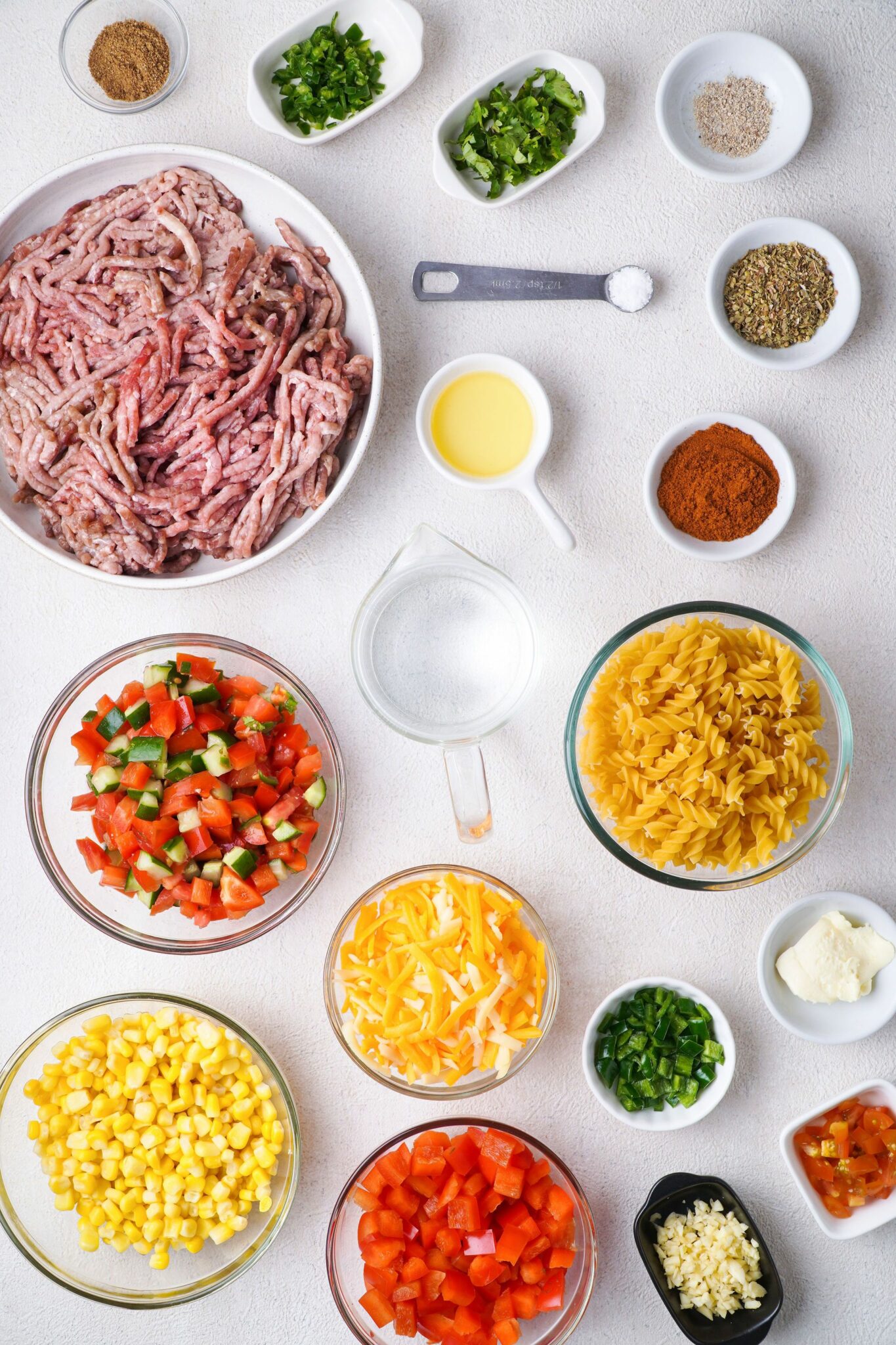 Tex Mex Pasta Ingredients Ingredients for Tex Mex Pasta Recipe