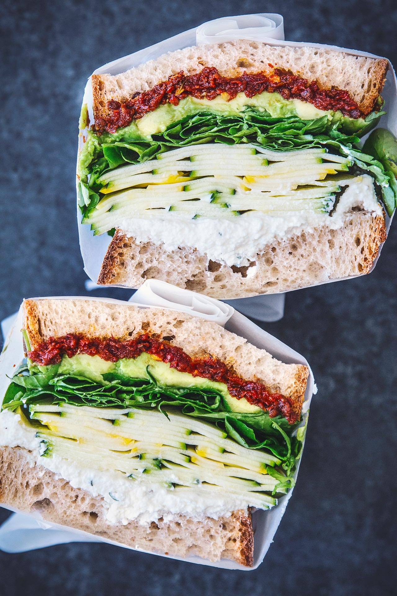 Summer Squash Sandwich Summer Squash Sandwich With Spicy Sun-Dried Tomato & Herbed Ricotta