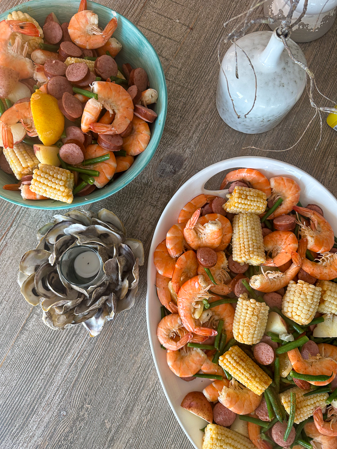 shrimps and corn