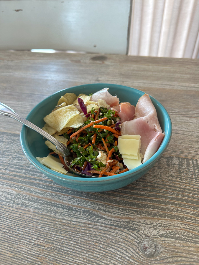 Sandwich chips and salad Sandwich, chips and salad