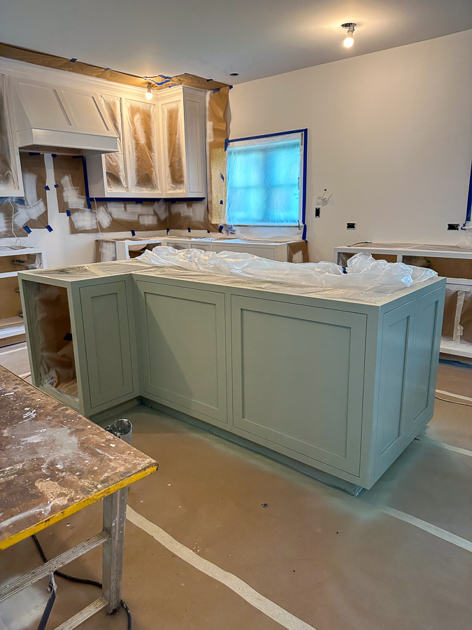 kitchen island sage green