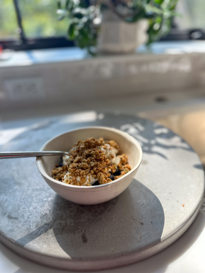 Cottage Cheese + Grapes with granola | August Slipped Away