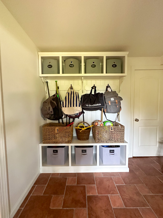 sports mudroom organization | August Slipped Away