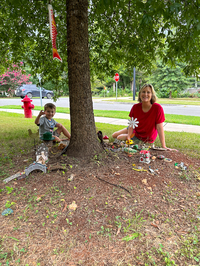 playing under the tree