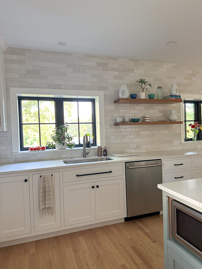 kitchen open shelves organization | Moving Back In