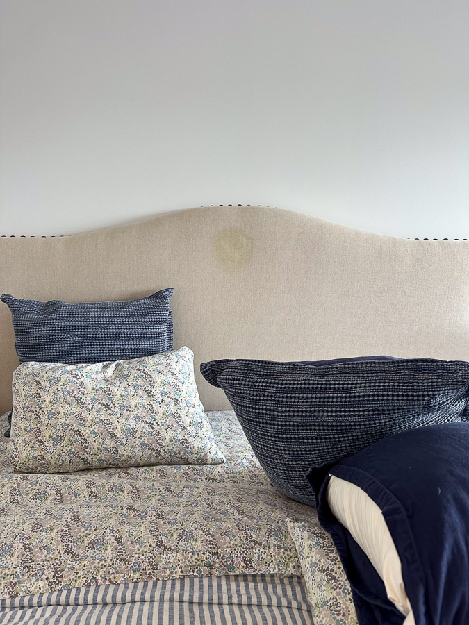 bed headboard with stain