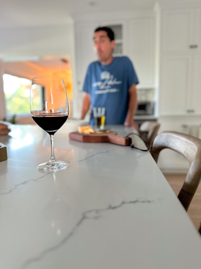 wine glass on island wine glass on island