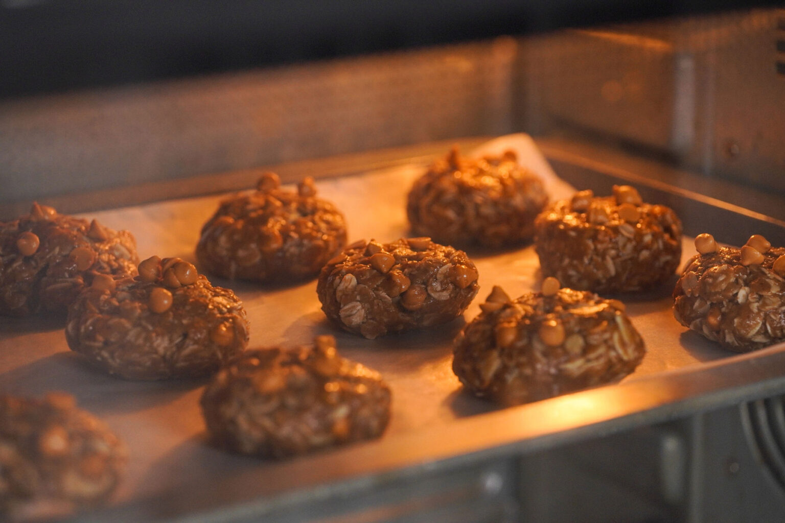 Butterscotch Oatmeal Cookies oven Butterscotch Oatmeal Cookies in oven
