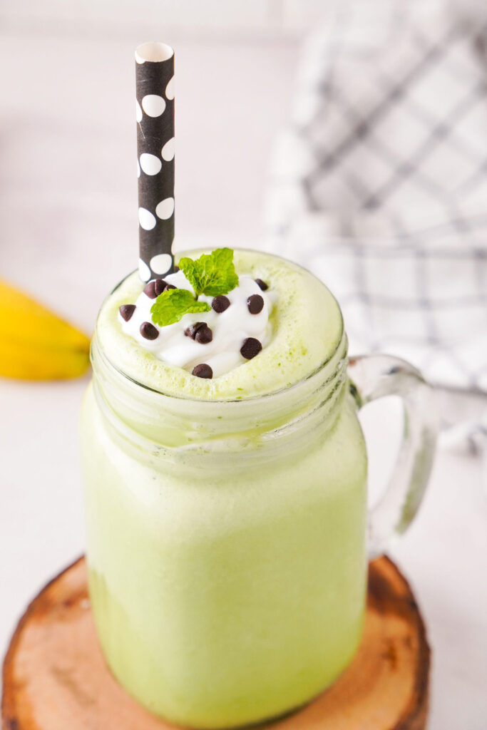 Mint Smoothie with paper straw Mint Smoothie with paper straw