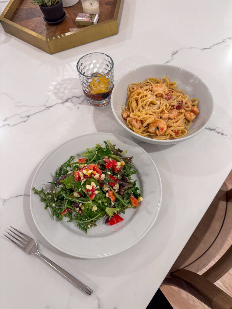Shrimp Scampi and salad Shrimp Scampi and salad | My Little Loves