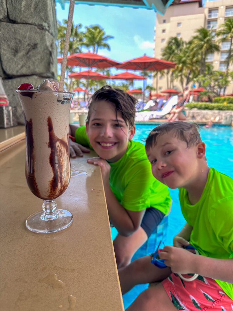 Hyatt Regency Aruba swim up bar milkshake