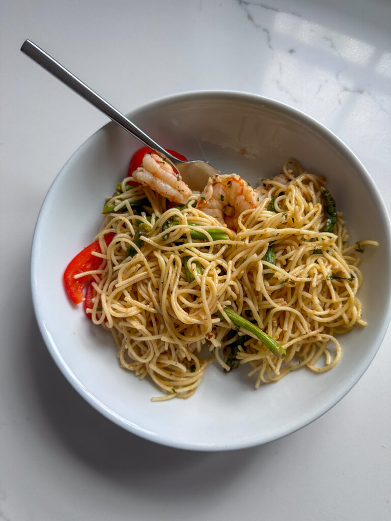 Shrimp, asparagus, lemon pasta Caddyshack + Life Lately